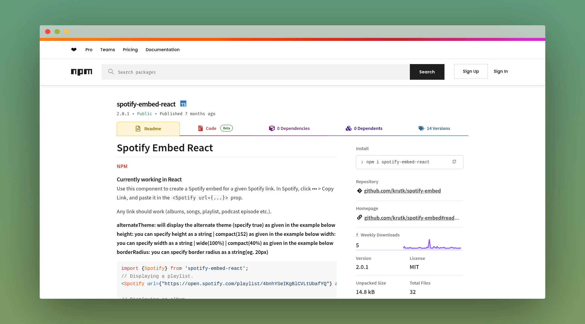 Spotify Embed React